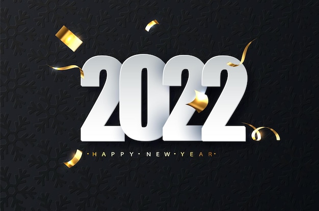 2022 Nowy Rok Luksusowa Ilustracja Na Ciemnym Tle. życzenia Szczęśliwego Nowego Roku.