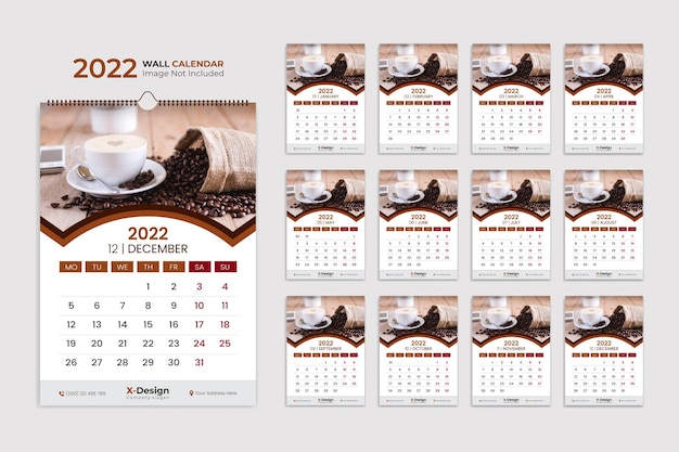 2022 Szablon Kalendarza ściennego Roczny Harmonogram Biznesowy Kalendarz Wydarzeń Kalendarz Na Biurko