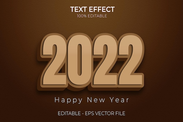2022 Szczęśliwego Nowego Roku Efekt Tekstowy Kreatywny 3d Edytowalny Pogrubiony Wektor Premium W Stylu Tekstu