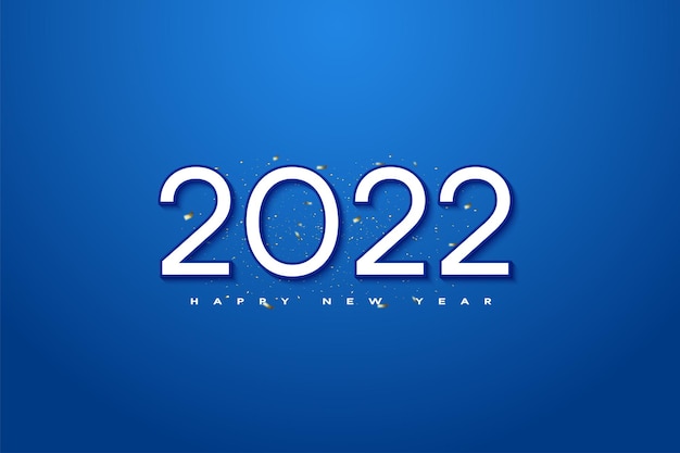 2022 szczęśliwego nowego roku na niebieskim tle i białych cyfrach