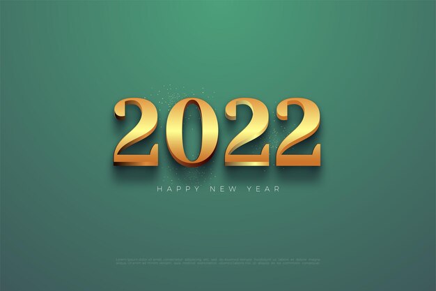 2022 szczęśliwego nowego roku nowoczesny w błyszczącym złotym kolorze