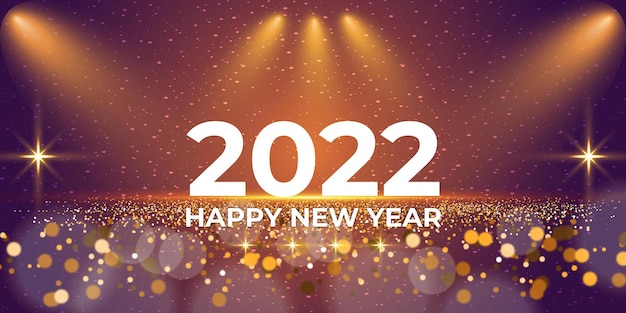 2022 Szczęśliwego nowego roku tło uroczystości z oświetleniem punktowym