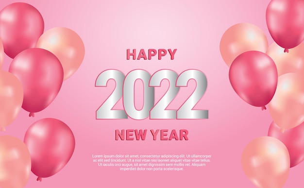 2022 szczęśliwego nowego roku tło z szablonem balonów