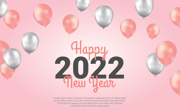 2022 szczęśliwego nowego roku tło z szablonem balonów
