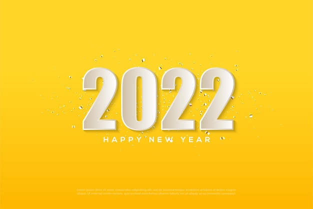 2022 Szczęśliwego Nowego Roku Z Białymi Cyframi Na żółtym Tle
