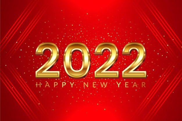2022 złota dekoracja na czerwonym tle