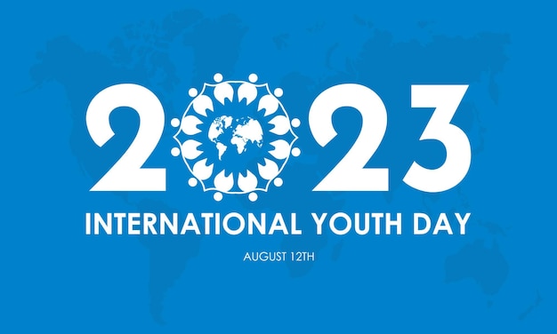 2023 Concept International Youth Day Vector Design Illustration Koncepcja Społeczności Młodzieżowej Dla Pracy Zespołowej Wolontariuszy Lub Różnorodności Młodych