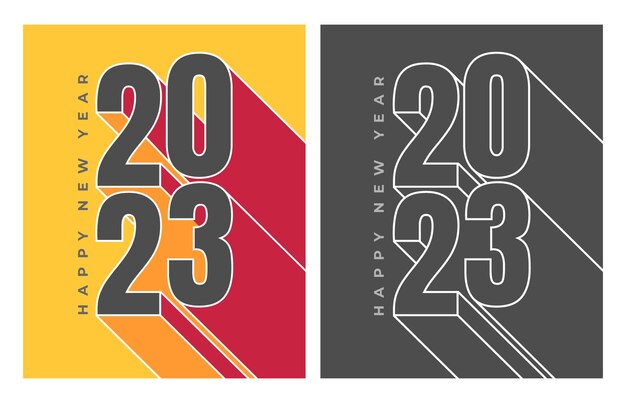 Plik wektorowy 2023 kreatywny nowoczesny i modny efekt tekstowy szczęśliwego nowego roku projekt graficzny dla szablonów karta layou