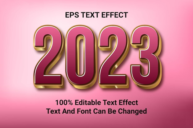 Plik wektorowy 2023 magenta i złoty efekt tekstowy