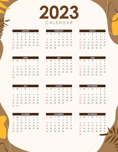 Plik wektorowy 2023 nowoczesny abstrakcyjny szablon kalendarza