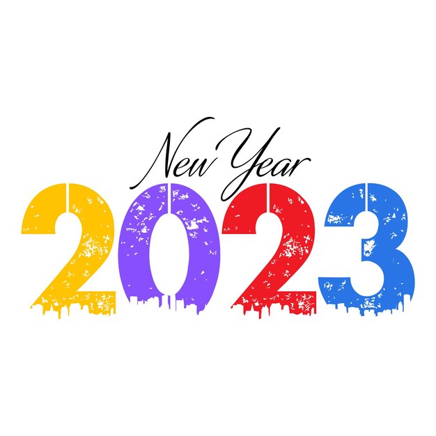 2023 Szczęśliwego Nowego Roku Kolor Tekstu Typografii Projekt Tupot Ilustracji Wektorowych.