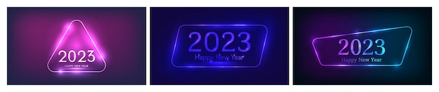 2023 Szczęśliwego Nowego Roku Neonowe Tło