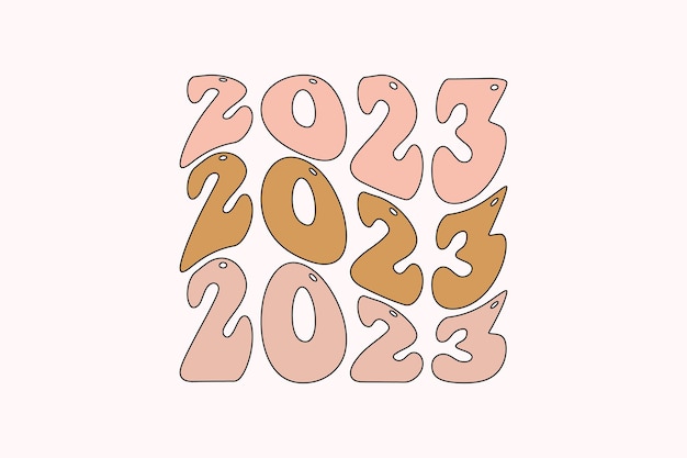 Plik wektorowy 2023 szczęśliwego nowego roku retro groovy design