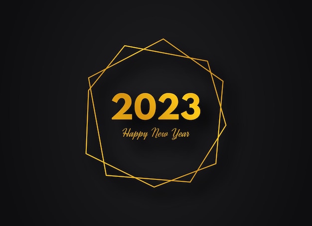 2023 Szczęśliwego Nowego Roku złote geometryczne wielokątne tło