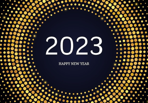 2023 Szczęśliwego Nowego Roku złotego brokatu wzór