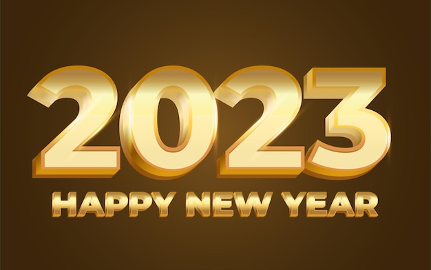 2023 szczęśliwego nowego roku, złoty wygląd