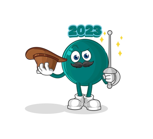 2023 szermierz charakter kreskówka maskotka wektor