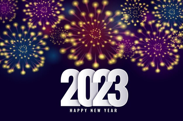2023 transparent tło szczęśliwego nowego roku z fajerwerkami i ognie
