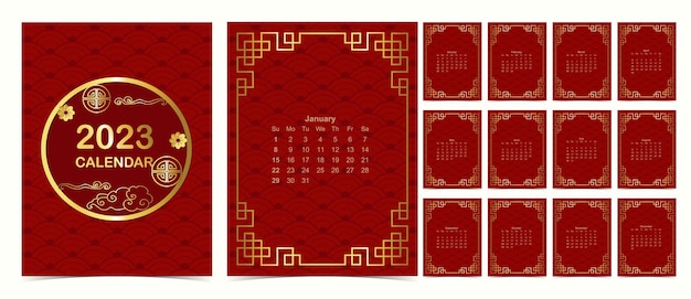 2023 Tydzień Kalendarzowy Czerwonego Stołu Rozpoczyna Się W Niedzielę Z Chińskim Wzorem