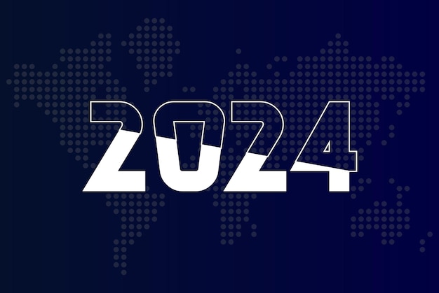2024 Efekt tekstowy i szczęśliwego nowego roku 2024, tekst 3D