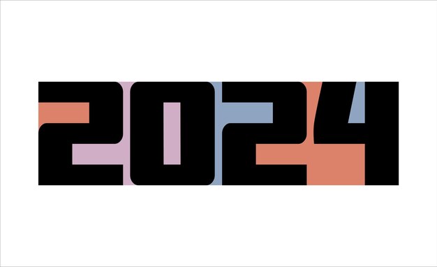 2024 kolorowy projekt logo z przyciętymi liczbami ilustracje ilustracja wektorowa