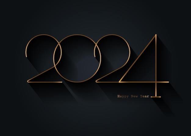 2024 Nowy Rok Złoty Projekt Logo Wakacje Kartkę Z życzeniami Wektor Ilustracja Projekt Wakacje