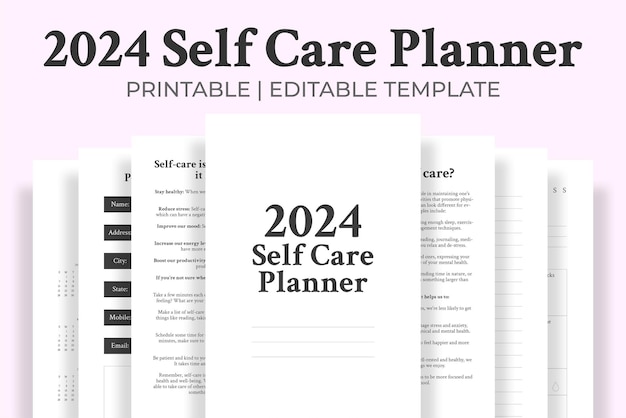 Plik wektorowy 2024 self care planner kdp wnętrze