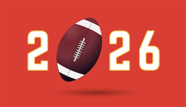 2026 Amer football Dopasuj piłkę nożną na literach roku dla koncepcji sportowych transparent plakat Wektor