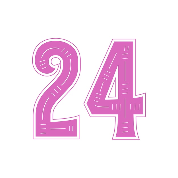 24 Numer Kolorowy Napis Numer Koszulki.