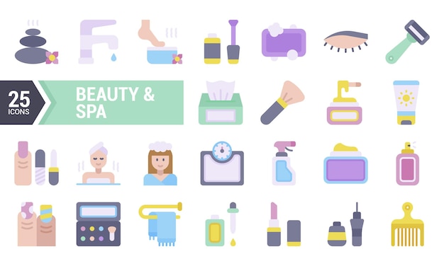 25 kolorowych ikon spa piękności dla Twojego projektu projektowego
