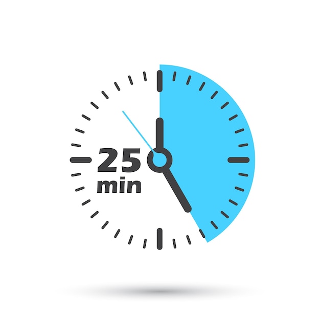 25 minut na ikonie zegara stopowego w stylu płaskim Ilustracja wektorowa zegara na odizolowanym tle Koncepcja biznesowa znaku odliczania