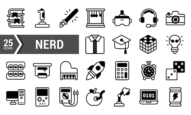 25 Nerd Lineal Fill Icons dla Twojego projektu projektowego