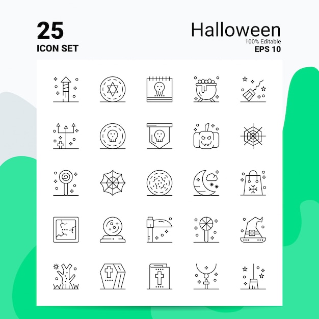 25 Zestaw Ikon Halloween Biznesowe Logo Koncepcja Pomysłów Linia Ikona