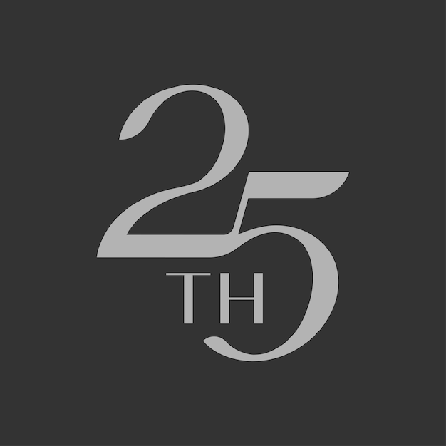 25th Badge Gray 25th Anniversary Banner Vector srebrny jubileusz