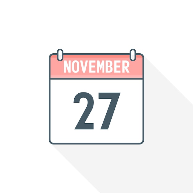 27 Listopada Ikona Kalendarza 27 Listopada Kalendarz Data Miesiąca Ikona Wektor Ilustrator