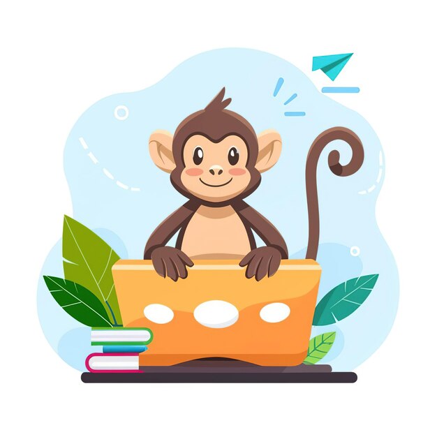 2d Ilustracja Wektorowa Kolorowe Zwierzę Małpa Biznes Szkolenie I Studia Praca Ciężkie Sukcesy