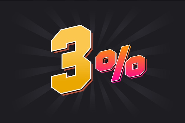 3 banery zniżkowe z ciemnym tłem i żółtym tekstem 3 procent sprzedaży projekt promocyjny