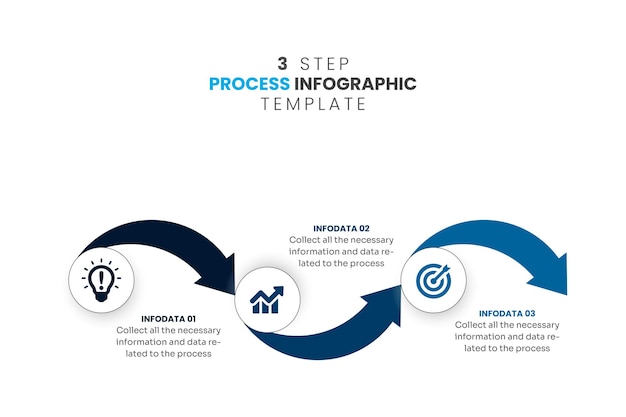 3 kroki biznesowej osi czasu procesu infografiki prezentacji wektor szablonu