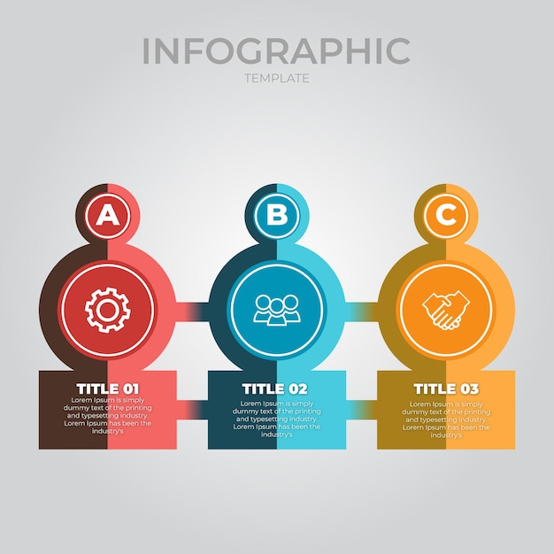 Plik wektorowy 3 kroki nowoczesny łączący infografikę szablon wektor ilustracja