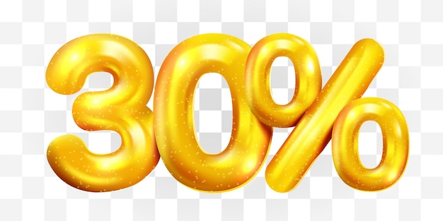30 procent zniżki na złoty balon mega symbol sprzedaży
