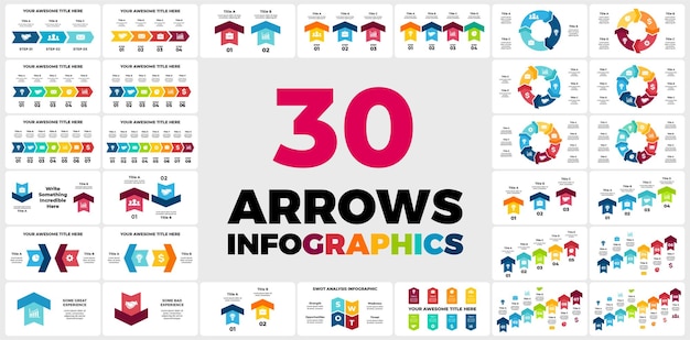 30 Strzały Infografiki Do Prezentacji Diagramy Okręgowe I Osi Czasowe