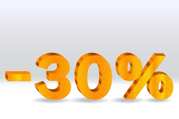 30 zniżki fundusz sprzedaży 3D złote liczby 30 zniżka na 3D z znakiem procentowym Promocja templa