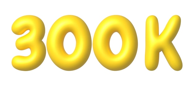 300 tys. 300 000 obserwujących w mediach społecznościowych Złoty element projektu w ilustracji wektorowych 3D w stylu kreskówek