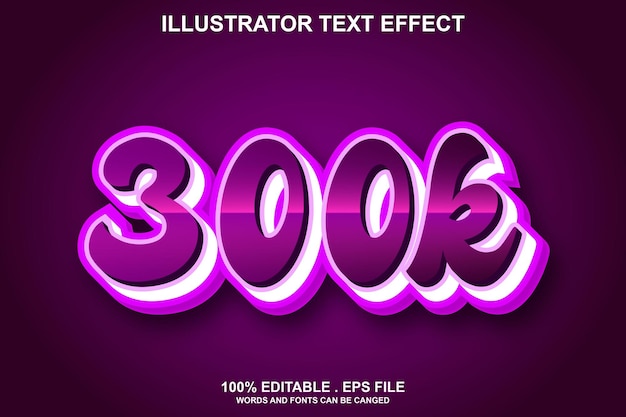 Plik wektorowy 300k 3d efekt tekstowy do edycji