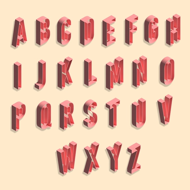 Plik wektorowy 3d alfabet pudełko tekst render ilustracji