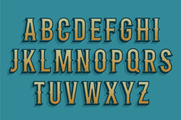 Plik wektorowy 3d alfabet retro