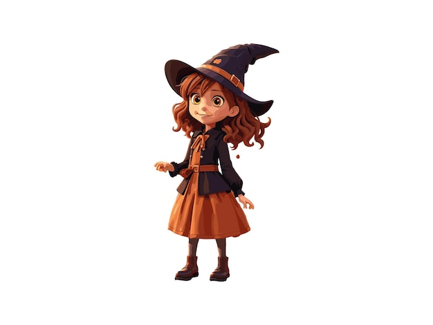 Plik wektorowy 3d anime śliczna czarownica dziewczyna efekt akwareli koncepcja halloween png clipart