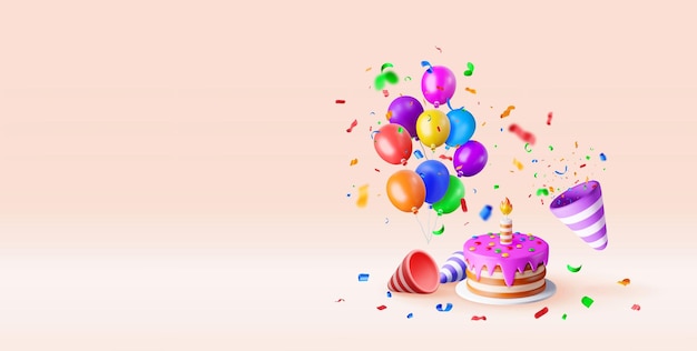 3D balon do ciasta i popper z konfetami