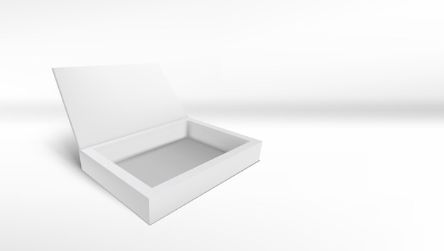 3D Białe Otwarte Puste Pudełko Kartonowe