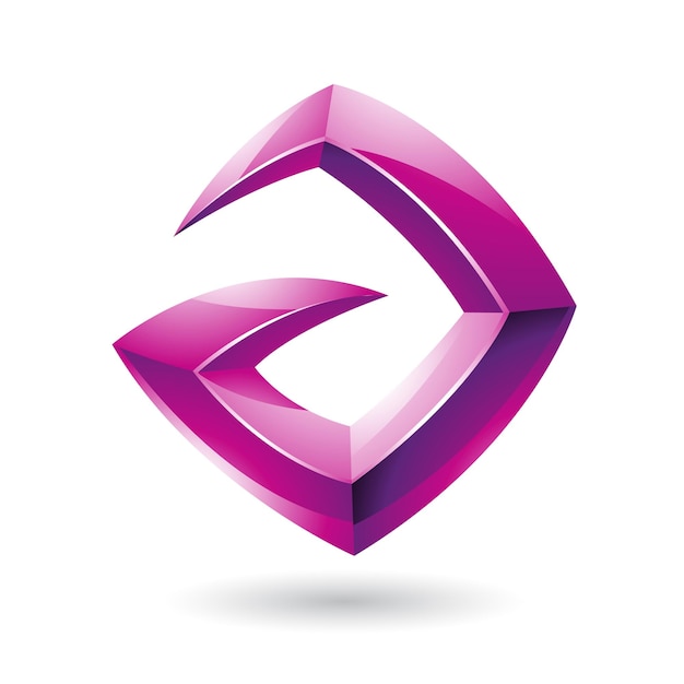 3D błyszczący kształt logo magenta litery A z ostrymi końcami